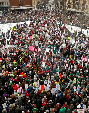 Protesters in Madison, Wisconsin.