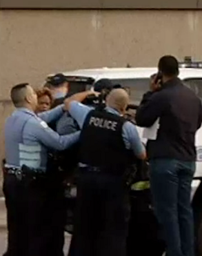 American citizens Dan Ponce and Donte Williams being arrested for practicing First Amendment rights.