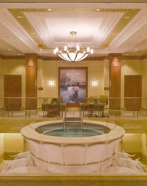 A Mormon baptismal fount at Rexburg Idaho Temple