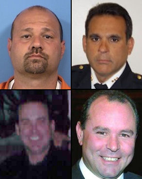 (Starting in the upper left hand corner going clockwise) John Rainone, Elmwood Park Police Chief Frank Fagiano, former Illinois State Representative Angelo 'Skip' Saviano and William Daddono III