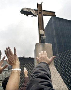 People praying to a secular monument